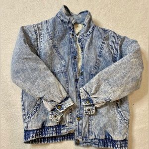 blue acid wash thrifted jacket